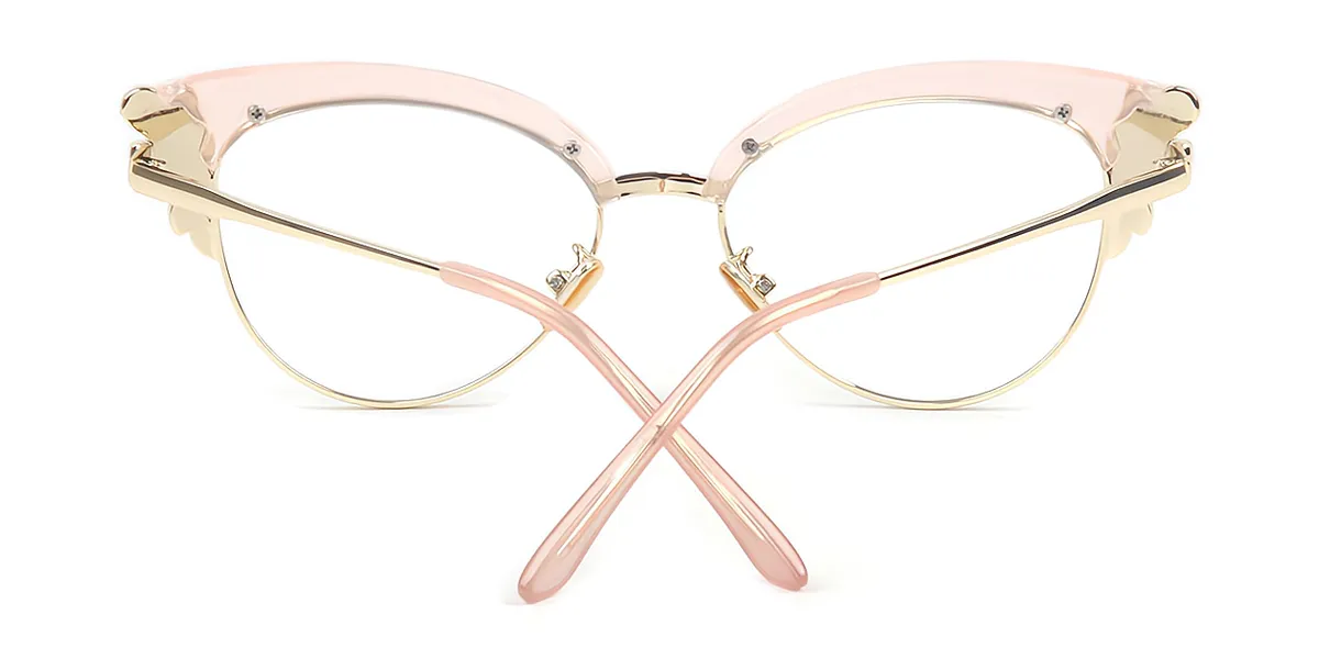 Pink Cat Eye Exquisite Mixed Materials Eyeglasses