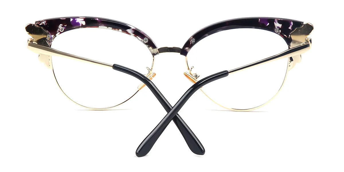 Purple Cat Eye Exquisite Mixed Materials Eyeglasses
