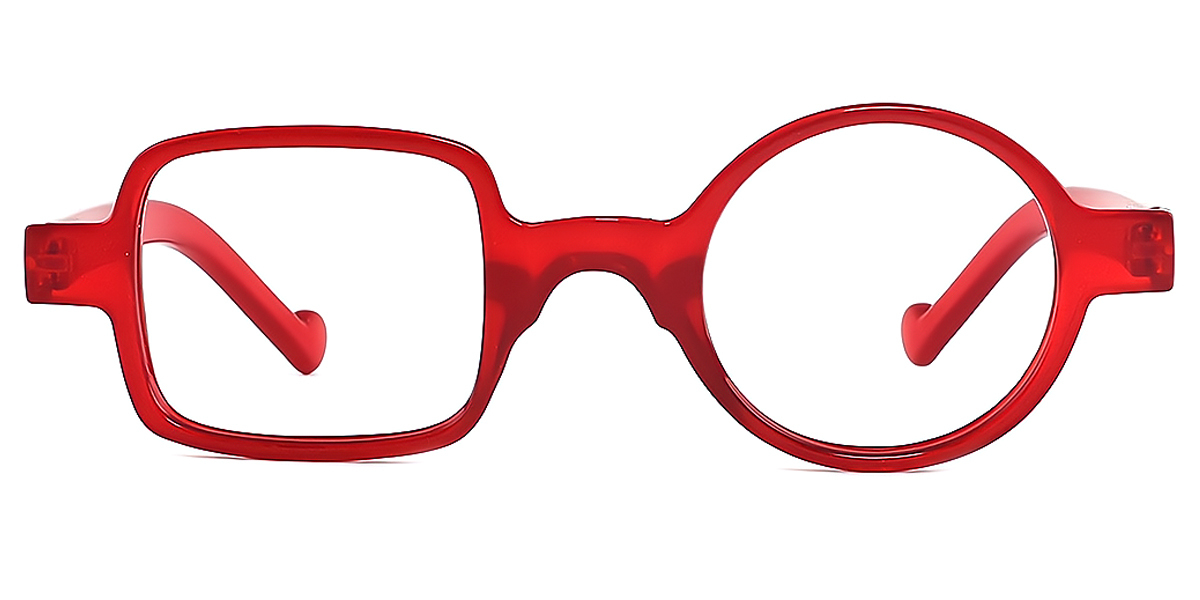 Red Geometric Unique Plastic Eyeglasses