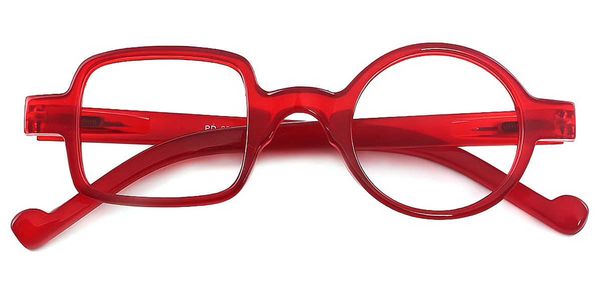 Red Geometric Unique Plastic Eyeglasses