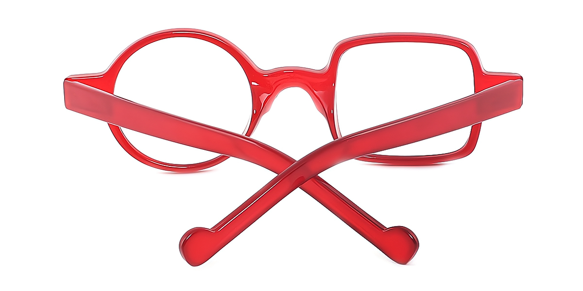 Red Geometric Unique Plastic Eyeglasses