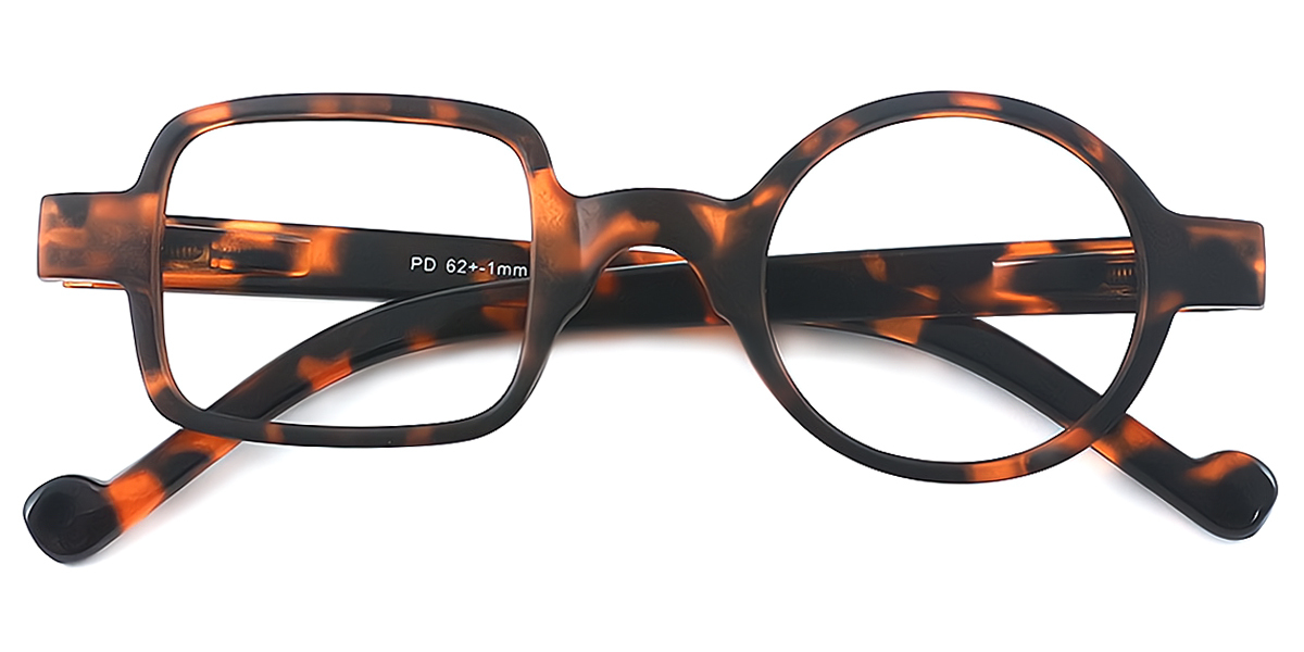Tortoise Geometric Unique Plastic Eyeglasses