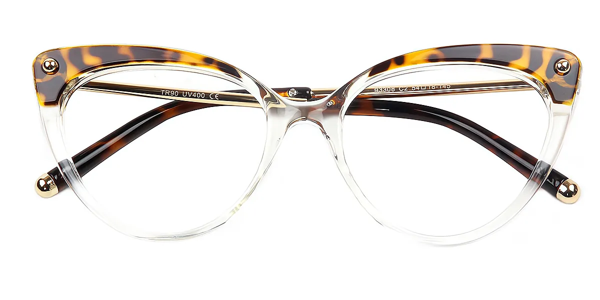 Tortoise Clear Cat Eye Modish TR90 Eyeglasses