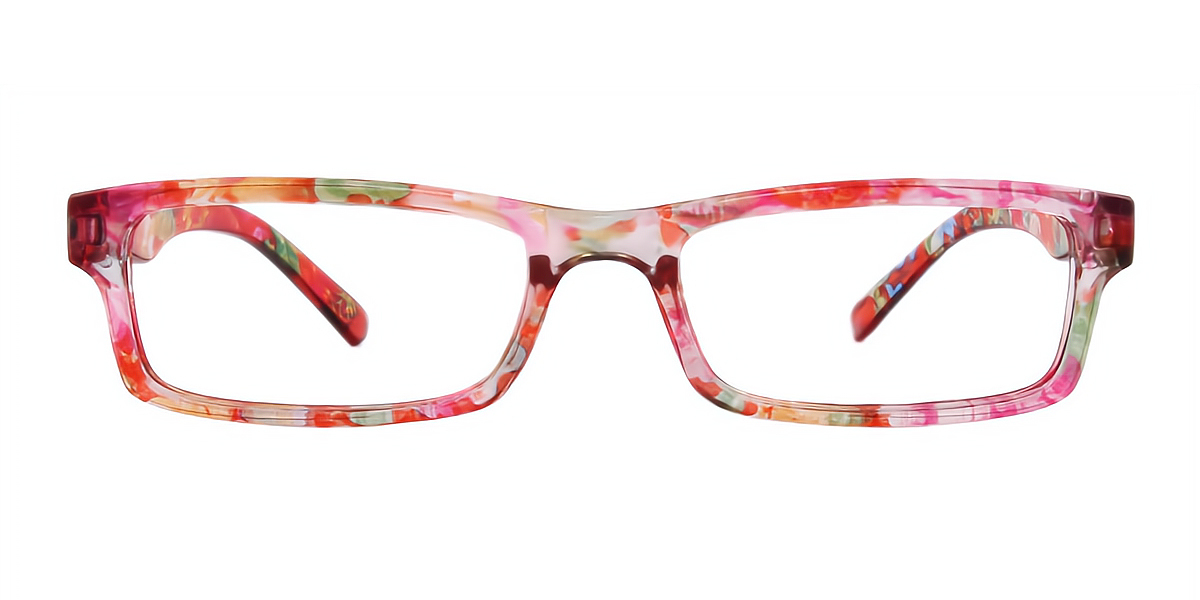 Floral Rectangle Narrow Fancy Plastic Eyeglasses