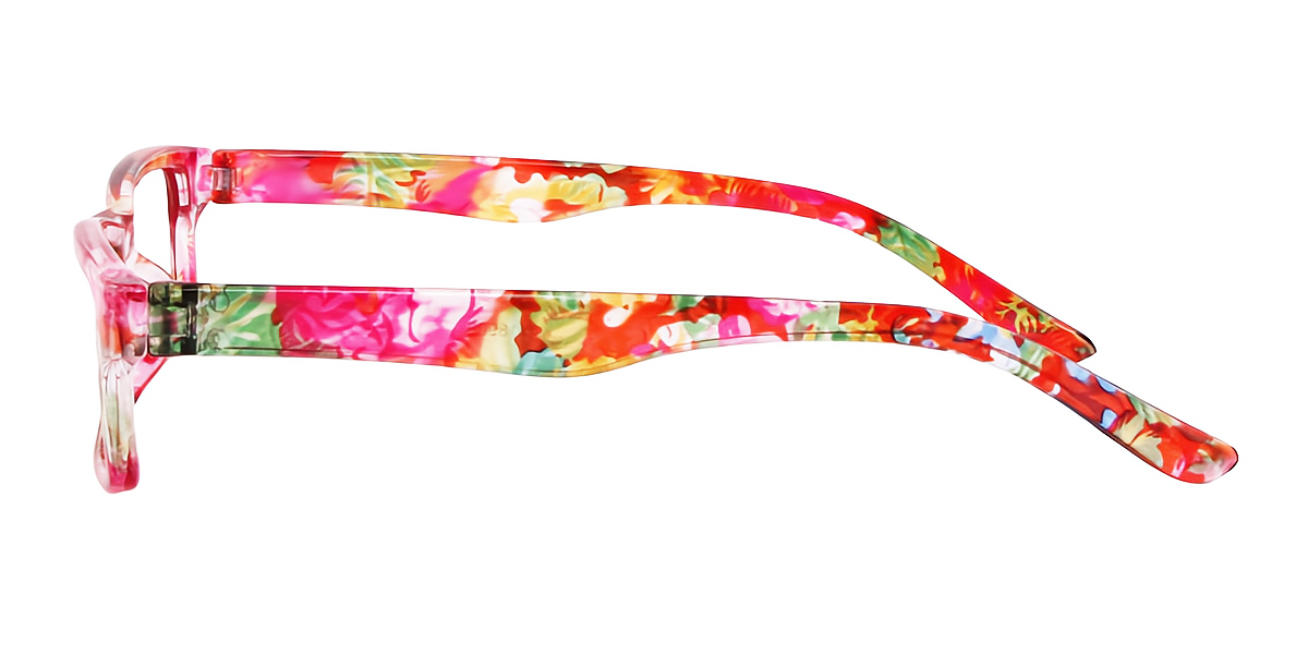 Floral Rectangle Narrow Fancy Plastic Eyeglasses