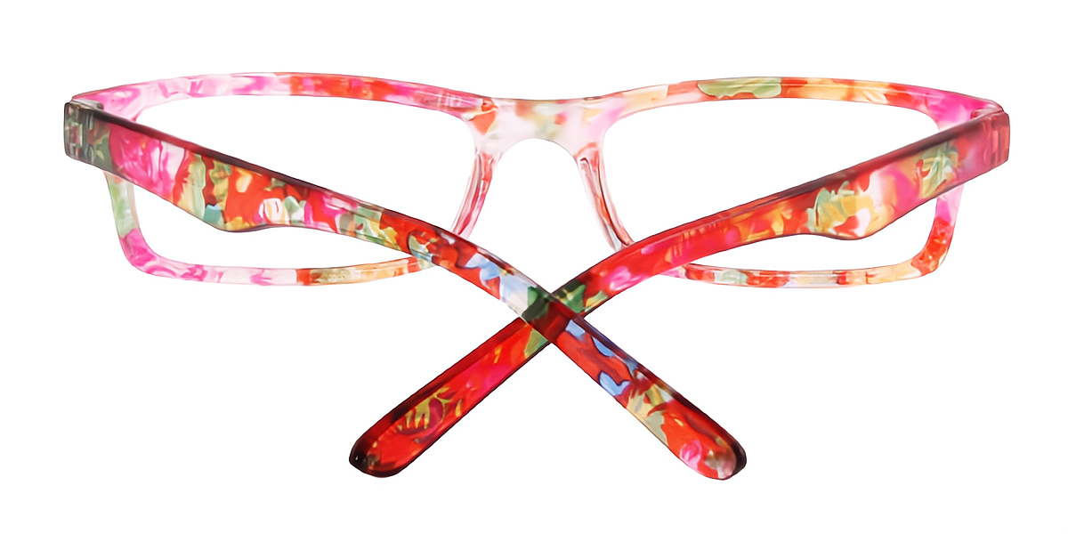 Floral Rectangle Narrow Fancy Plastic Eyeglasses