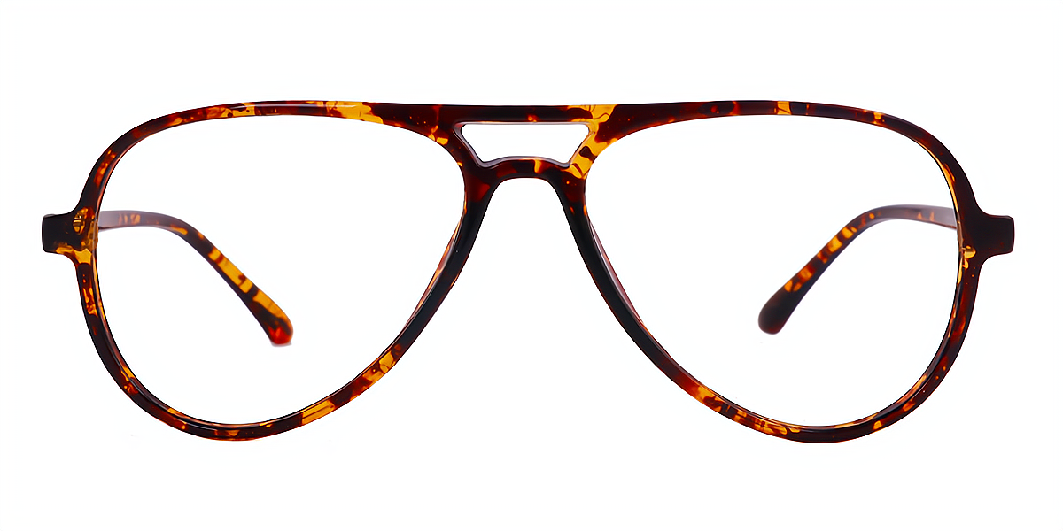 Tortoise Aviator Lightweight Double Bridge Plastic Eyeglasses