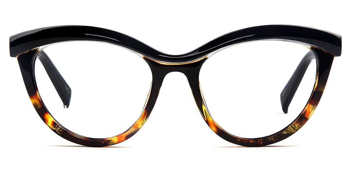 Black Tortoise Cat Eye Unique Plastic Eyeglasses