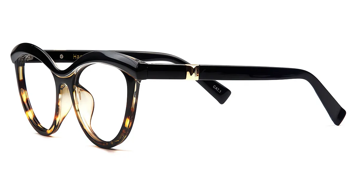 Black Tortoise Cat Eye Unique Plastic Eyeglasses