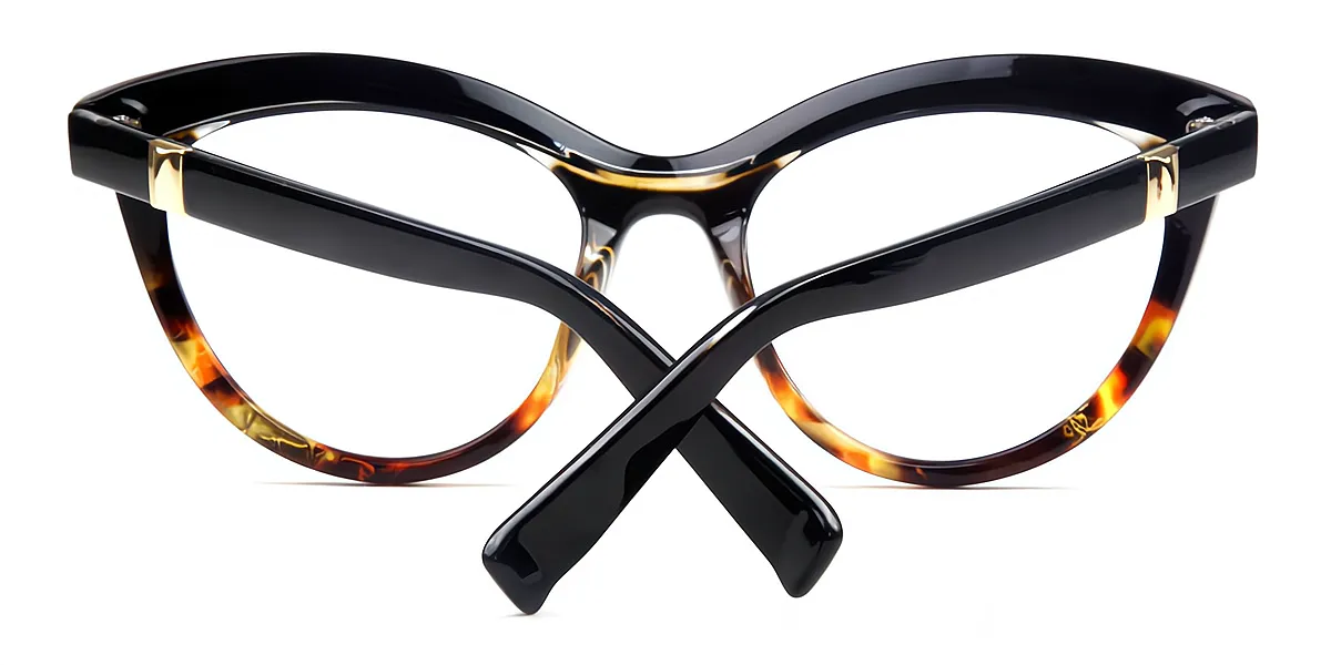 Black Tortoise Cat Eye Unique Plastic Eyeglasses