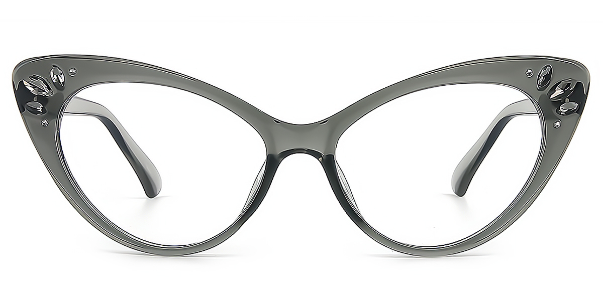 Gray Cat Eye Unique Plastic Eyeglasses