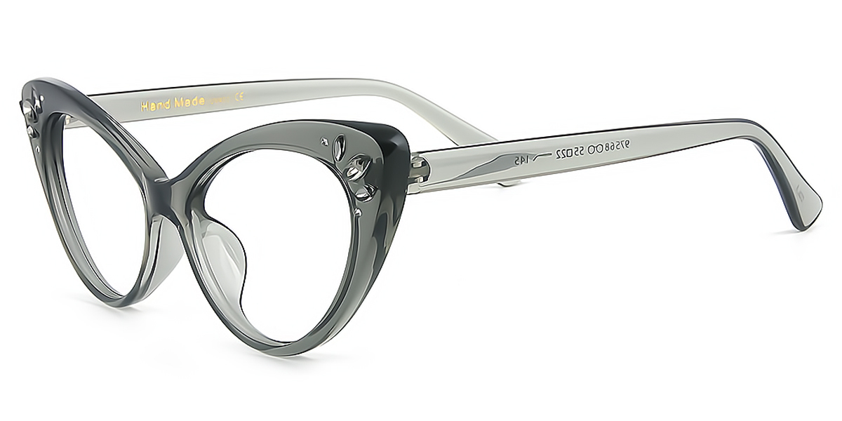 Gray Cat Eye Unique Plastic Eyeglasses