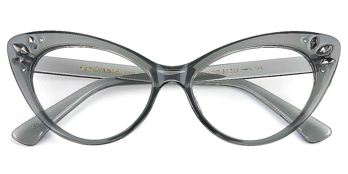 Gray Cat Eye Unique Plastic Eyeglasses