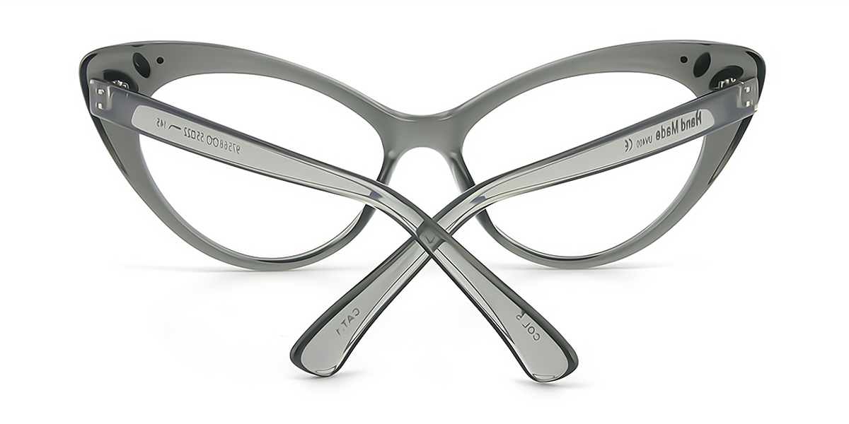 Gray Cat Eye Unique Plastic Eyeglasses