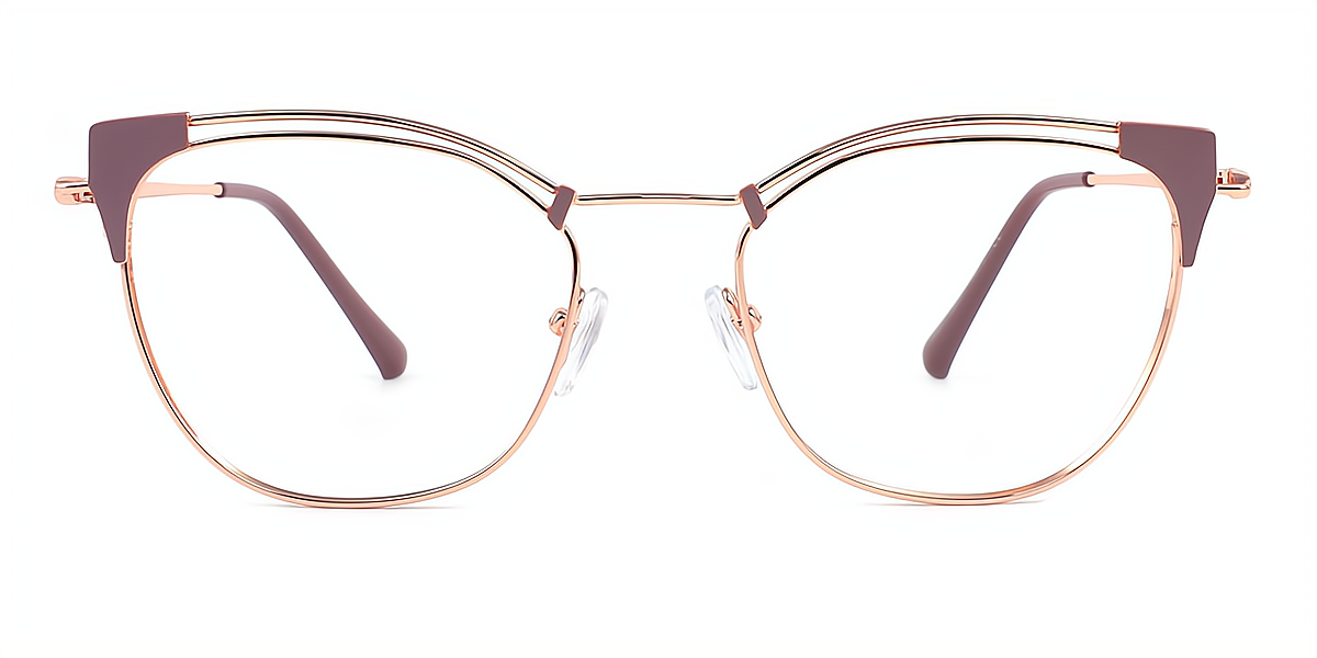 Brown Cat Eye Sophisticated Metal Eyeglasses