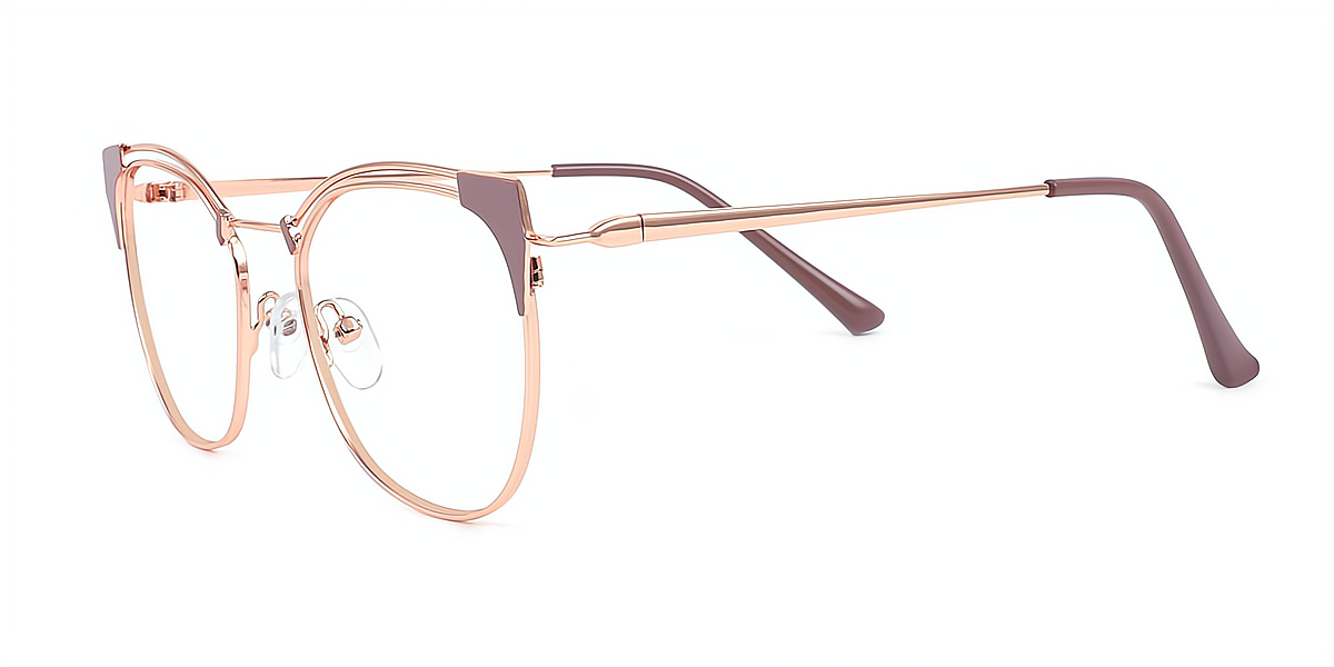 Brown Cat Eye Sophisticated Metal Eyeglasses