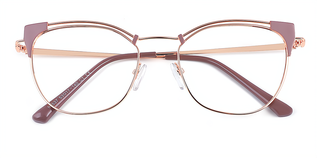 Brown Cat Eye Sophisticated Metal Eyeglasses