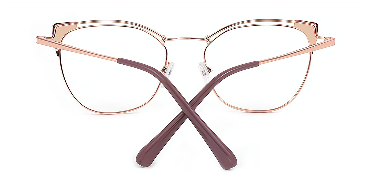 Brown Cat Eye Sophisticated Metal Eyeglasses