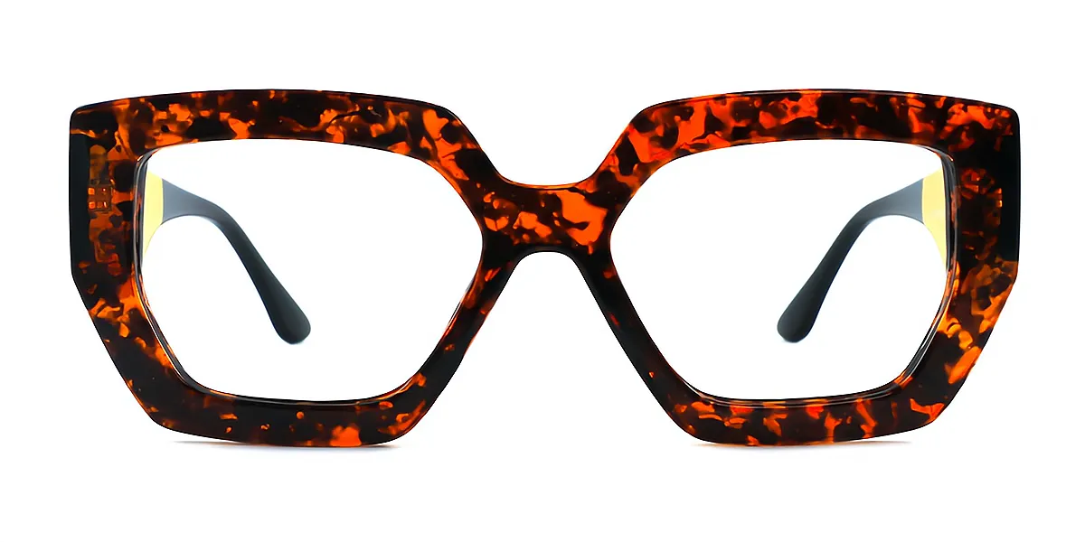 Tortoise Geometric Modish Plastic Eyeglasses