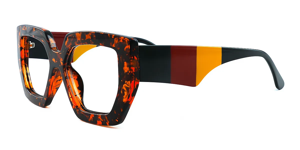 Tortoise Geometric Modish Plastic Eyeglasses