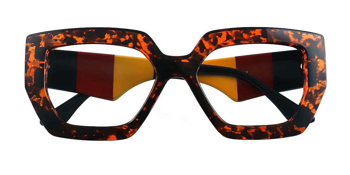 Tortoise Geometric Modish Plastic Eyeglasses