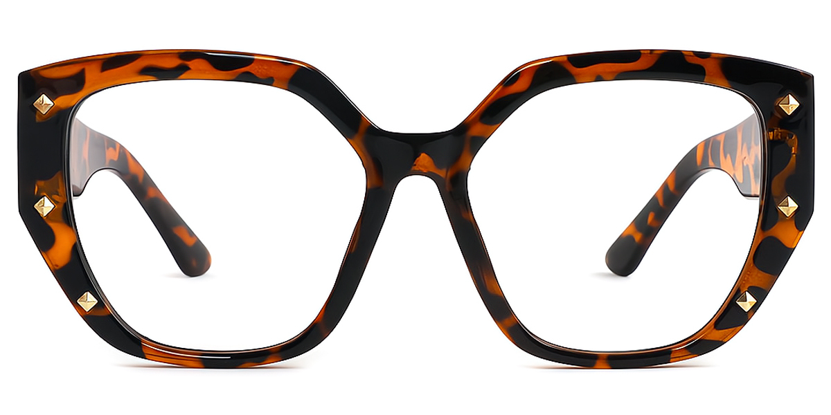Tortoise Geometric Modish Plastic Eyeglasses