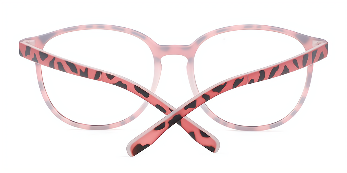 Rose Pink Tortoise Round Simple Lightweight Tr90 Eyeglasses