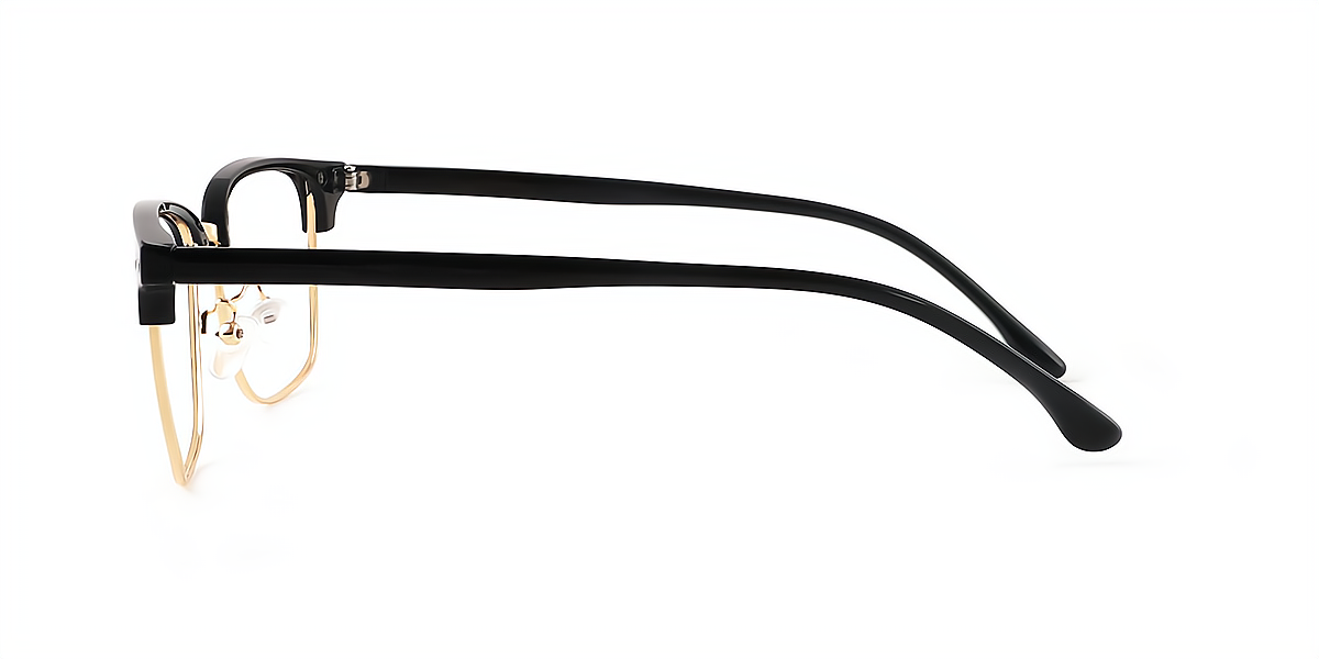 Black Browline Retro Mixed Materials Eyeglasses