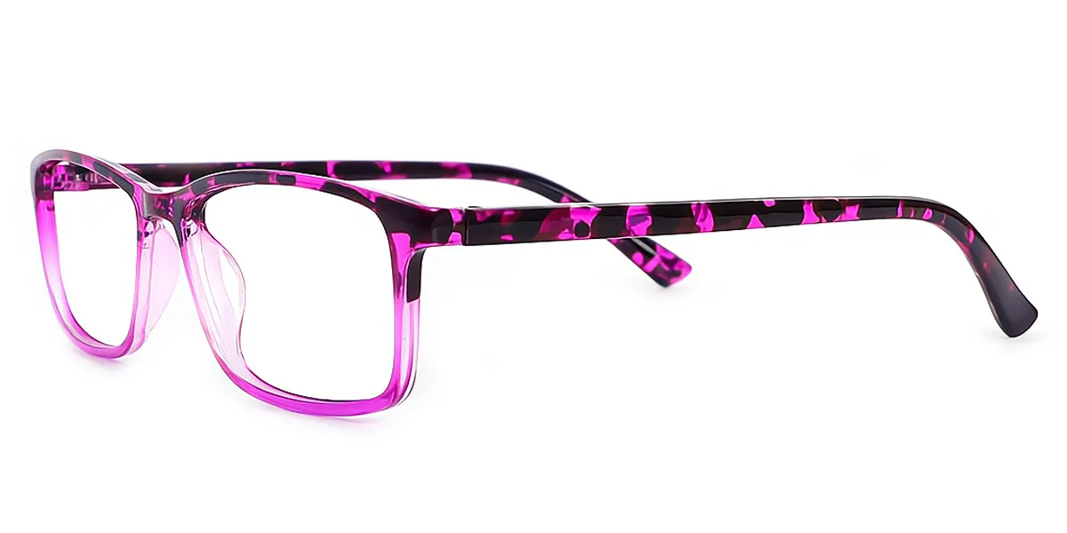 Purple Rectangle Modish Narrow Plastic Eyeglasses