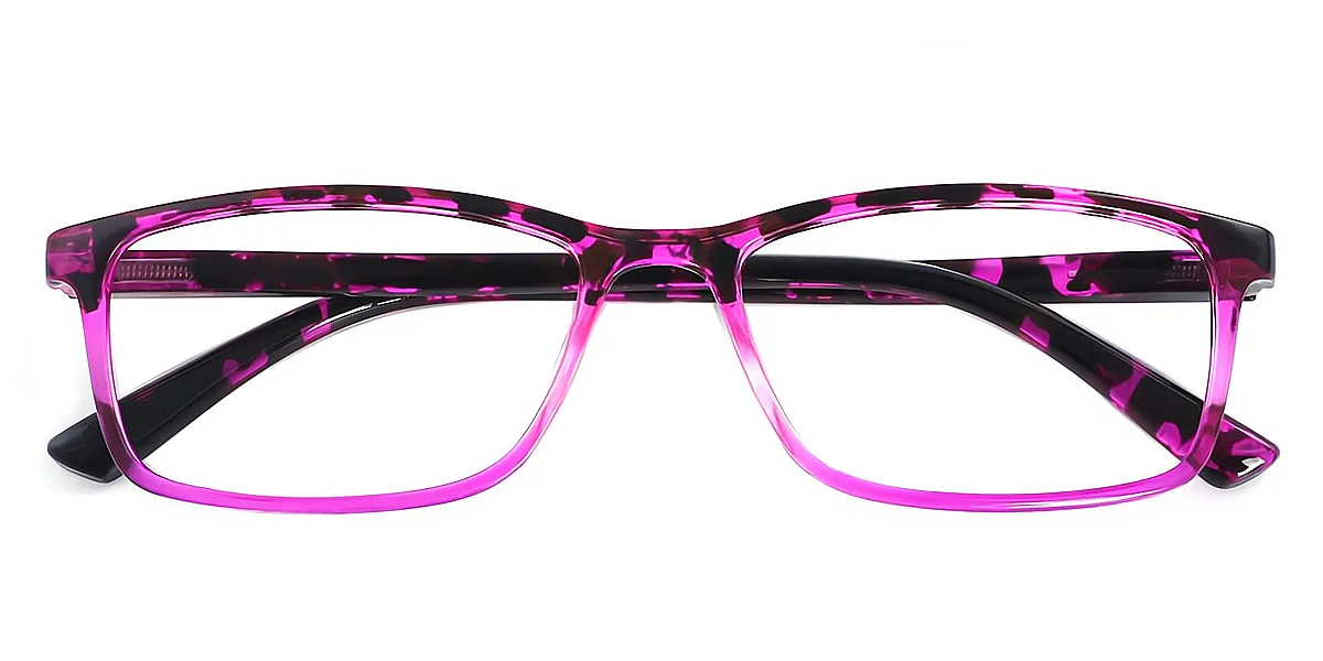 Purple Rectangle Modish Narrow Plastic Eyeglasses