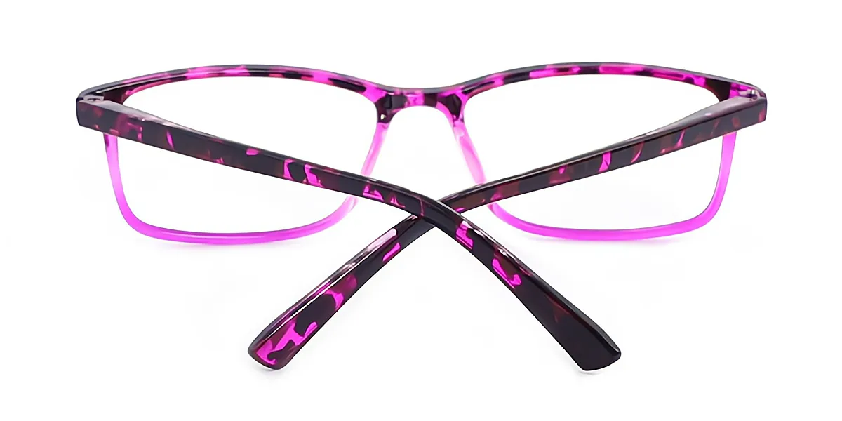 Purple Rectangle Modish Narrow Plastic Eyeglasses