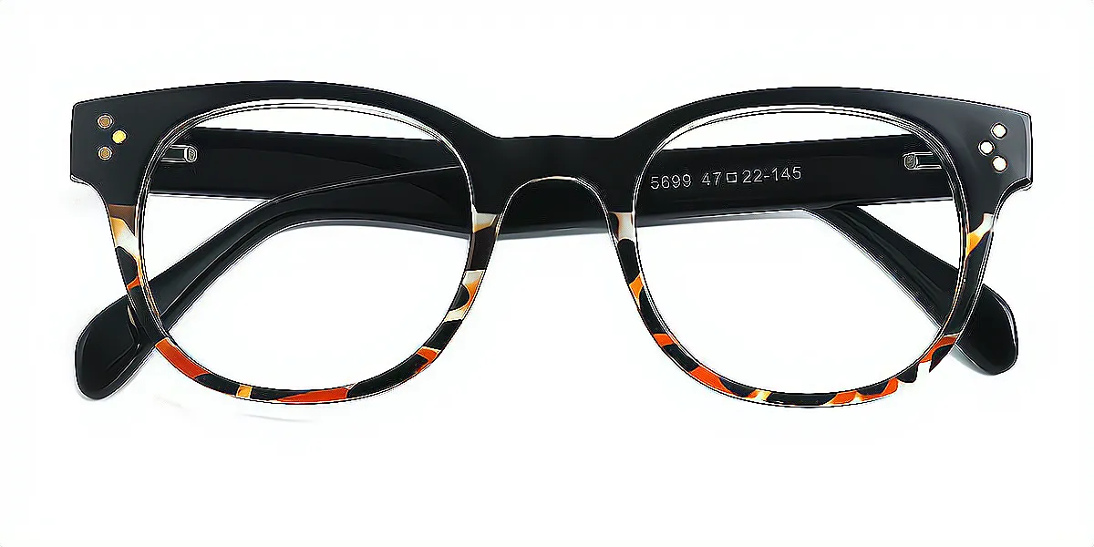 Black-Tortoise Oval Retro Plastic Eyeglasses