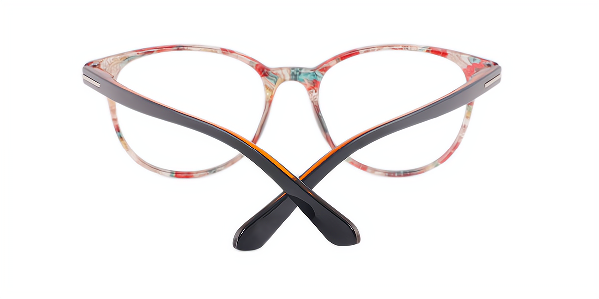 Orange Floral Oval Exquisite Plastic Eyeglasses