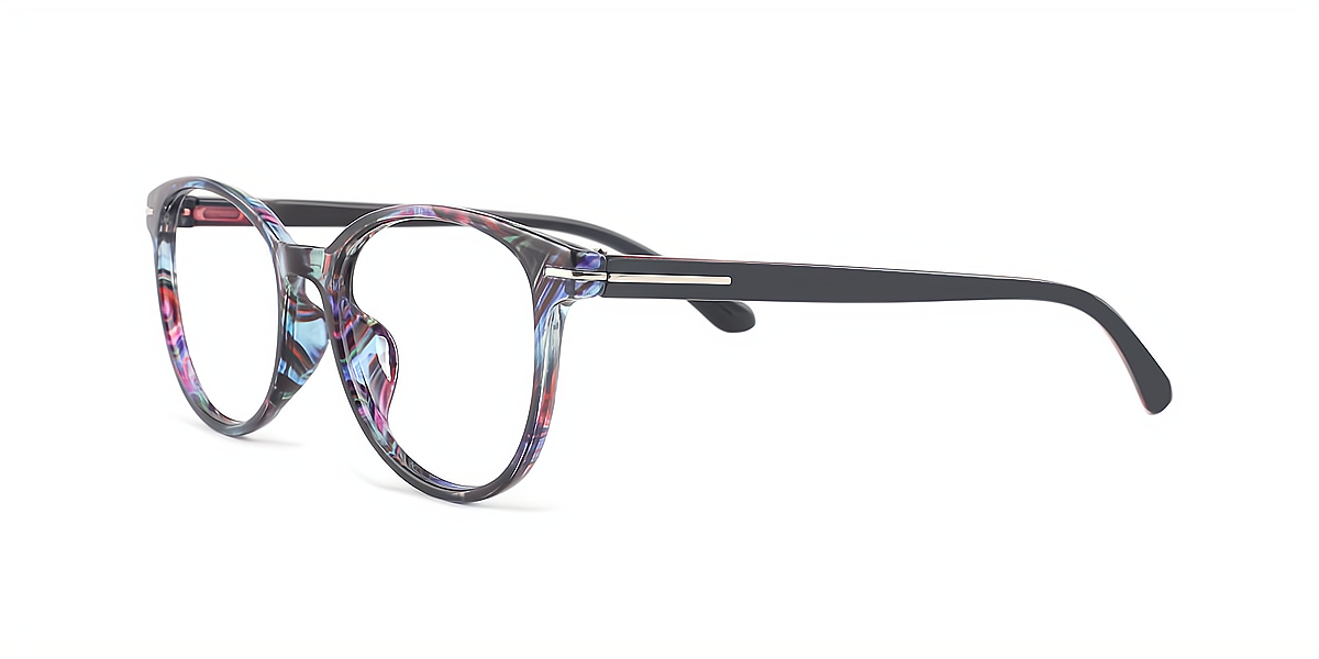 Red Floral Oval Exquisite Plastic Eyeglasses