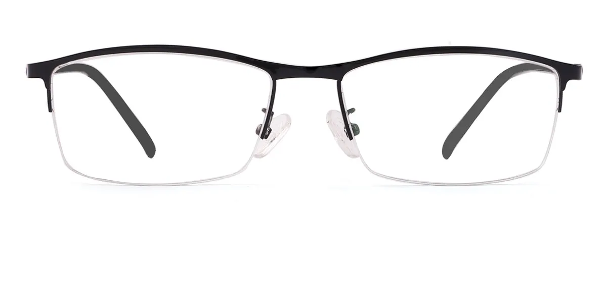 Black Rectangle Classic Metal Eyeglasses