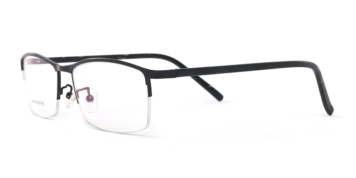 Black Rectangle Classic Metal Eyeglasses