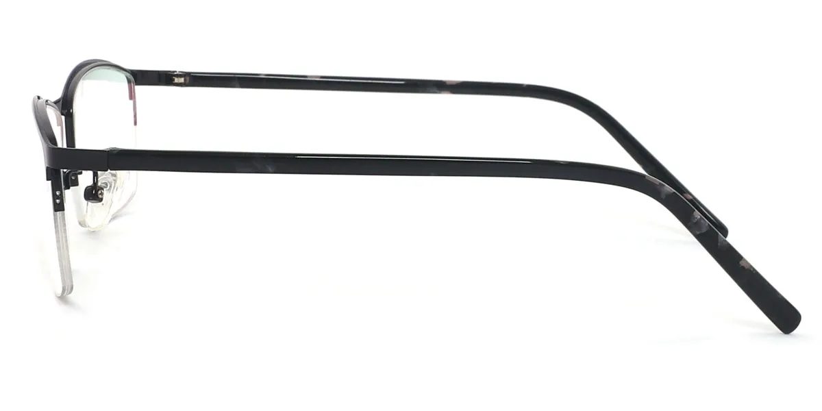 Black Rectangle Classic Metal Eyeglasses