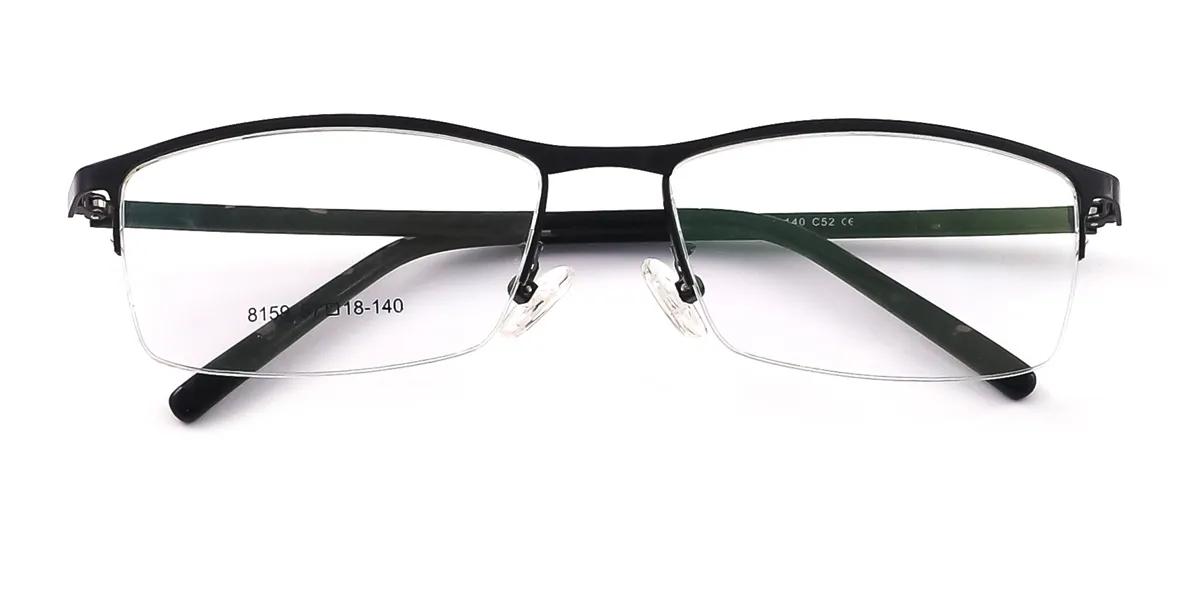 Black Rectangle Classic Metal Eyeglasses