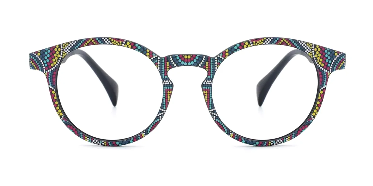 Floral Round Horn Acetate Eyeglasses