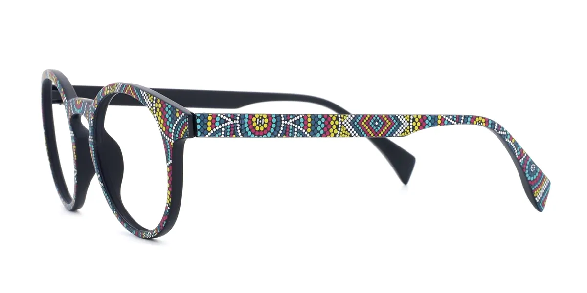 Floral Round Horn Acetate Eyeglasses