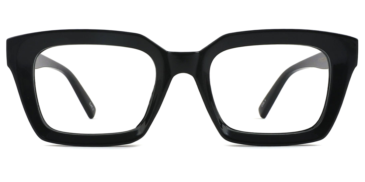 Black Rectangle Oversized Plastic Eyeglasses