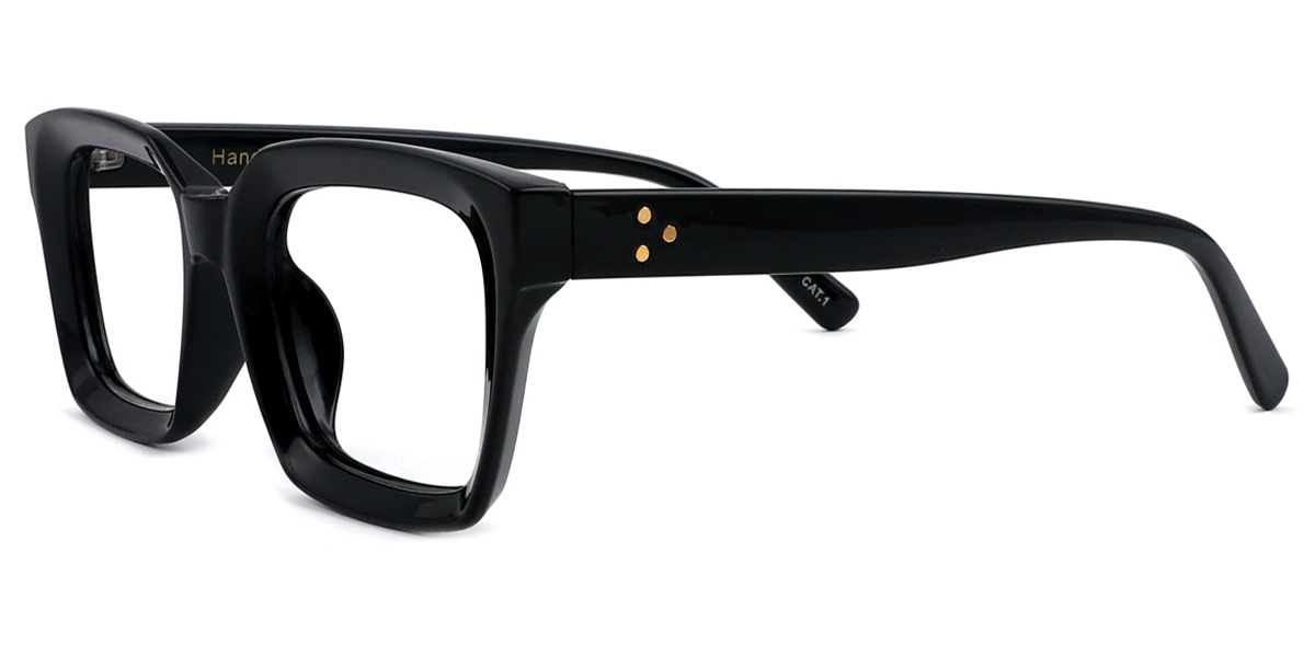 Black Rectangle Oversized Plastic Eyeglasses