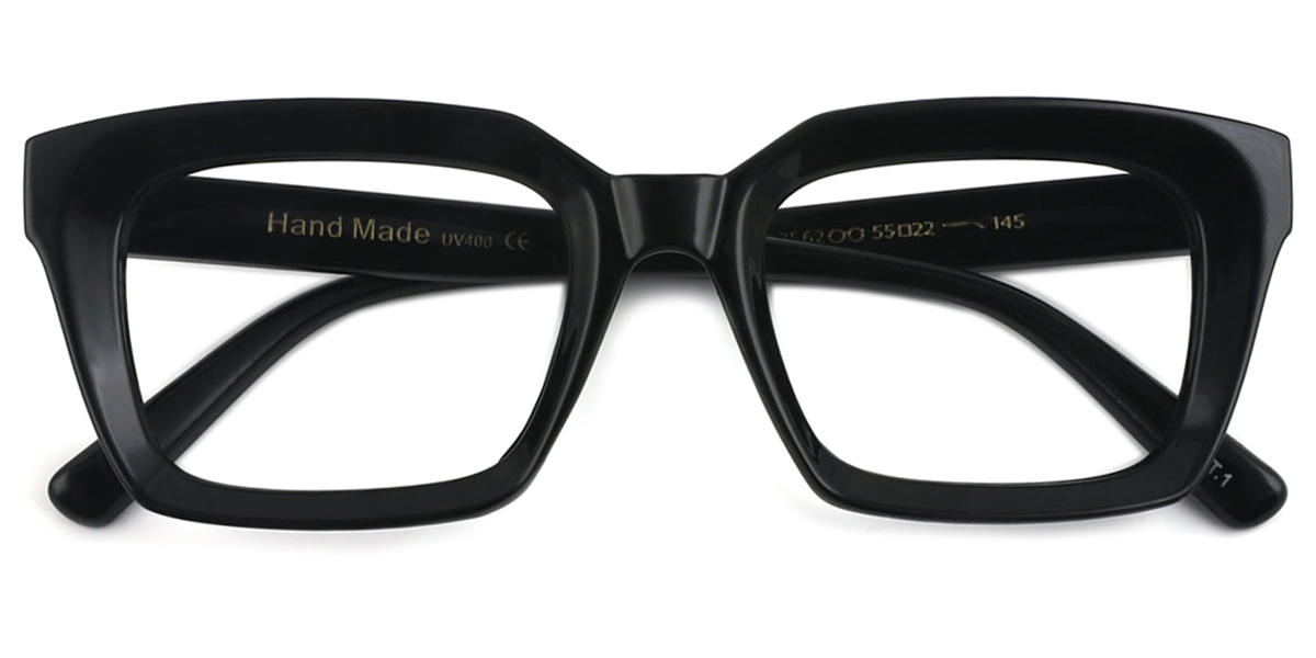 Black Rectangle Oversized Plastic Eyeglasses