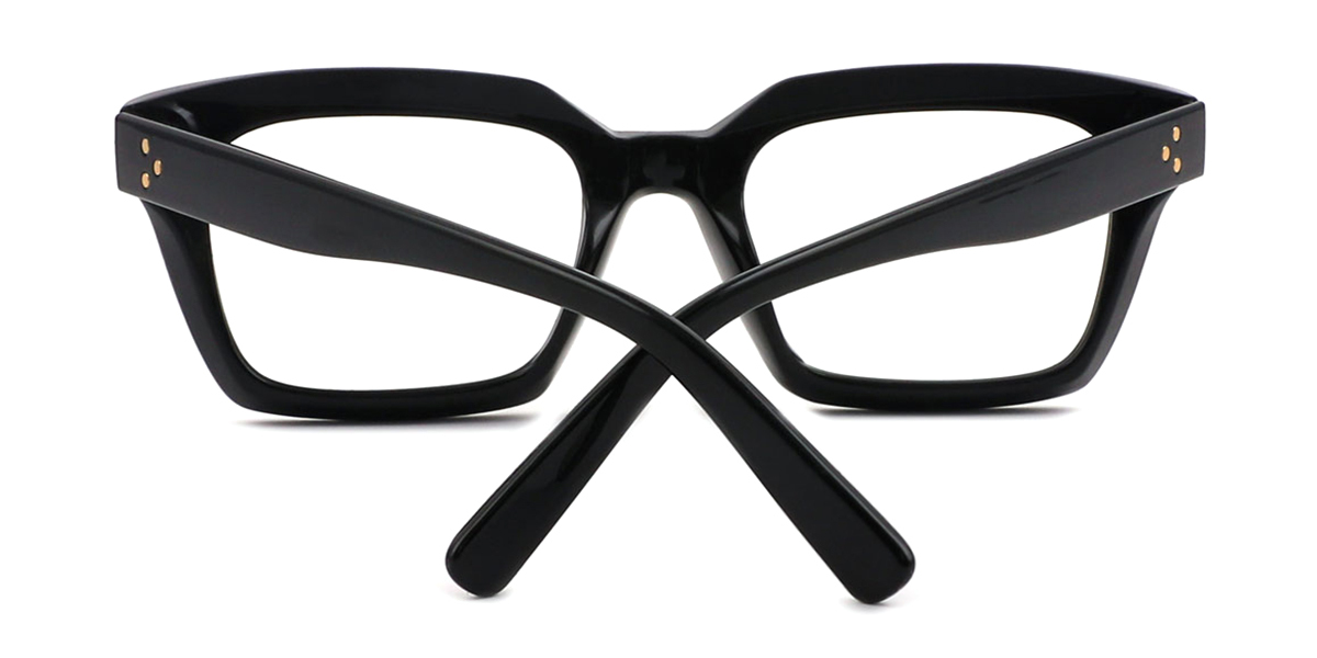 Black Rectangle Oversized Plastic Eyeglasses