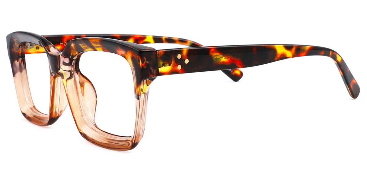 Tortoise Rectangle Oversized Plastic Eyeglasses