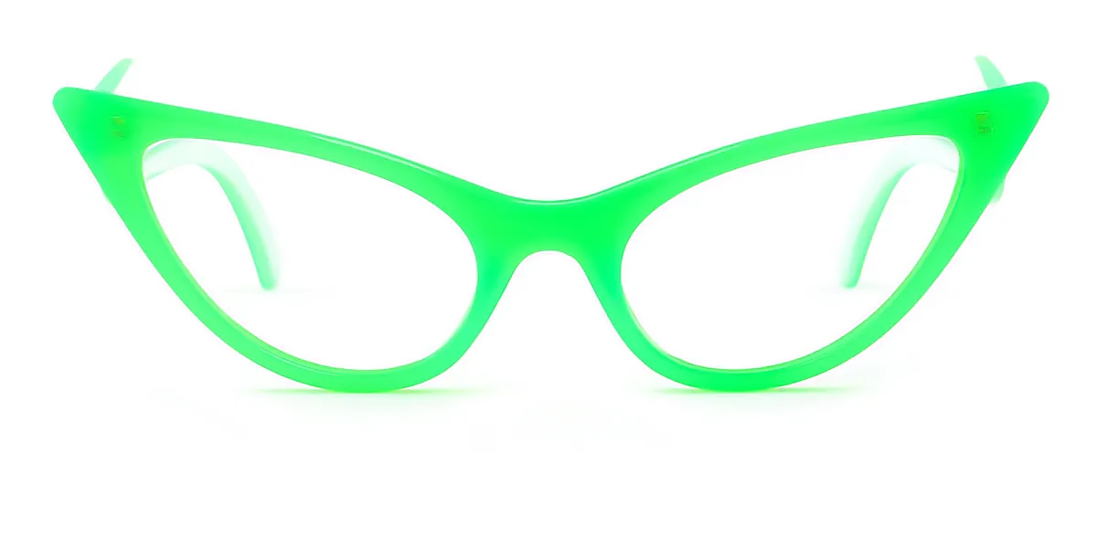 Green Cat Eye Unique Plastic Eyeglasses
