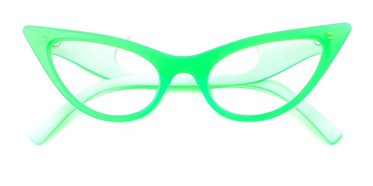 Green Cat Eye Unique Plastic Eyeglasses