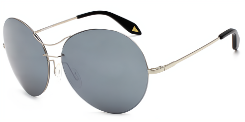 Blue Aviator Simple Full-rim Metal Large Sunglasses