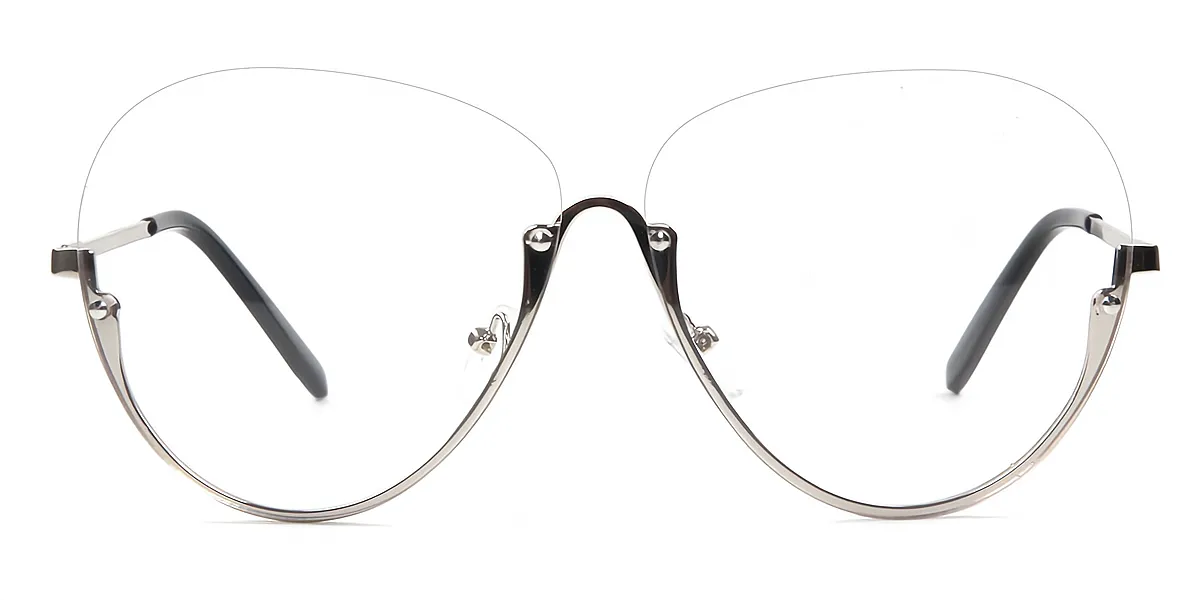 Silver Oval Modish Metal Eyeglasses
