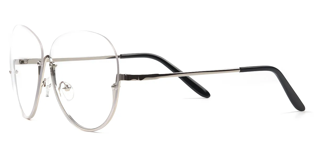 Silver Oval Modish Metal Eyeglasses
